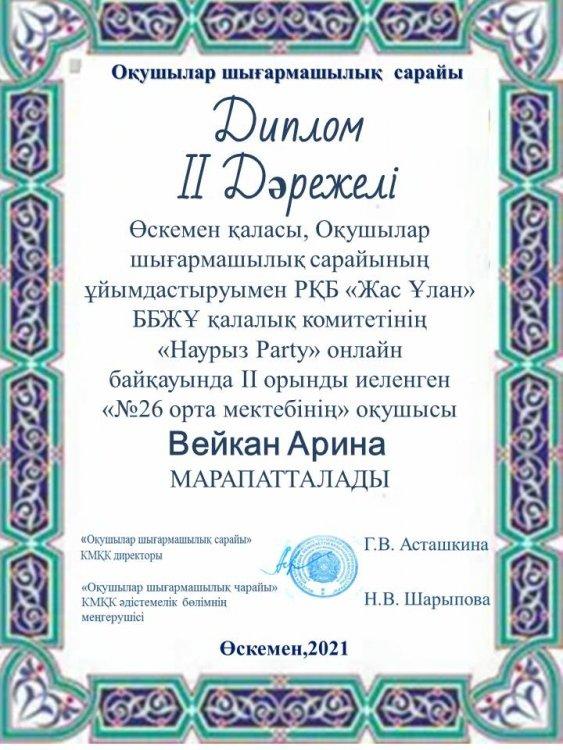 Городской онлайн конкурс"Наурыз Рarty"